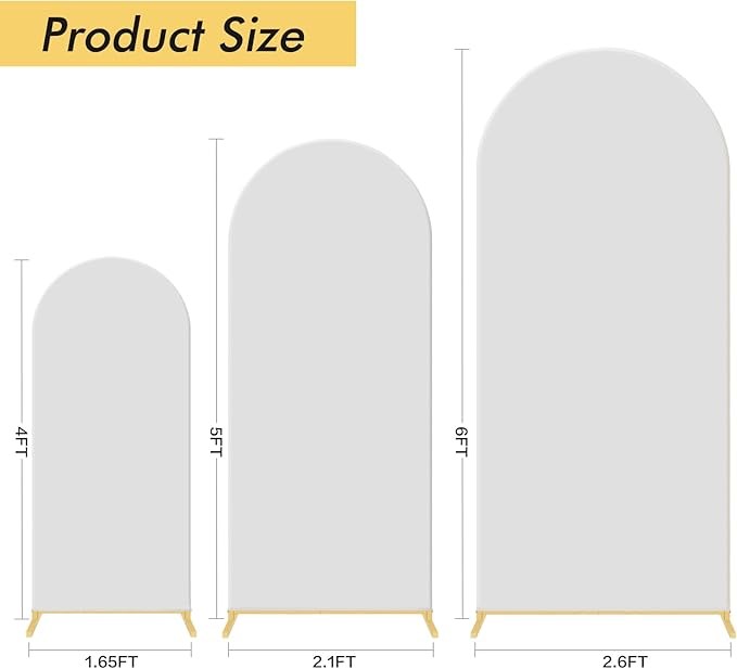 Wedding Arch Backdrop Stand Set of 3, Metal Stand with Arch Cover, Wedding Balloon Stand for Birthday, Baby Shower, Anniversary, Graduation Decoration