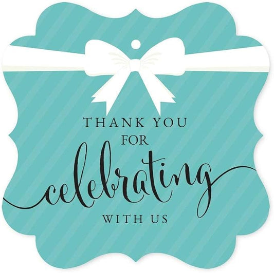 Andaz Press Fancy Frame Gift Tags, Party & Co Thank You for Celebrating with US, 24-Pack, for Themed Party Favors, Gifts, Decorations