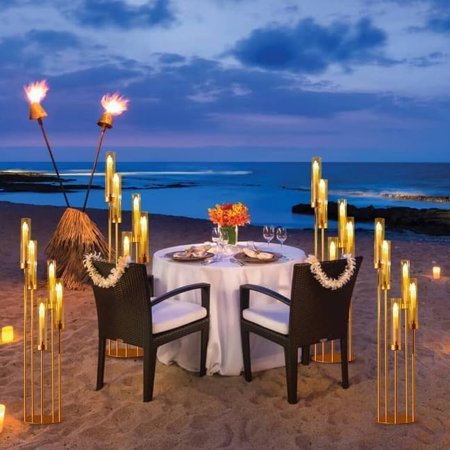 20PCS Gold Floor Candelabra,5 Arm Candle Holder Tall Floor Candle Holder with Acrylic Lampshade for Wedding Table Birthday Party Home Decoration Fit LED Taper Candles