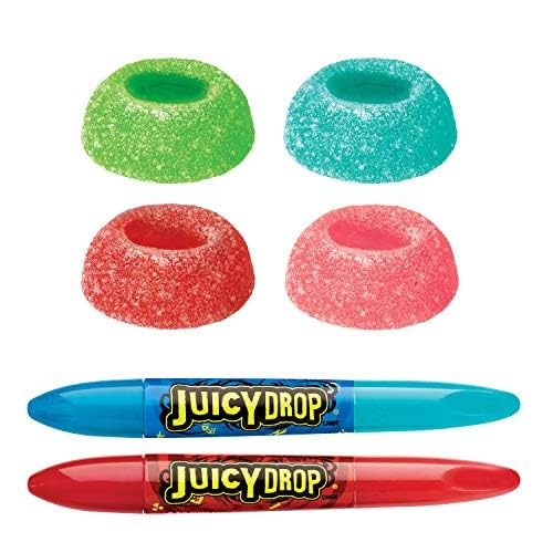 Juicy Drop Sour Halloween Candy Gummies, 16Ct Sweet Chewy Candy w/Sour Gel in Assorted Fruity Flavors, Full Size, Sour Candy Variety Pack For Party Favors, Trick or Treat, Halloween Bowls, Kids Gifts