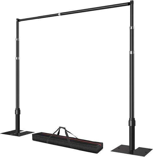 Pipe and Drape Backdrop Stand, 12x10ft Heavy Duty Adjustable Background Frame with Metal Base, Back Drop Holder for Parties Photography Wedding Photoshoot Decoration - Black