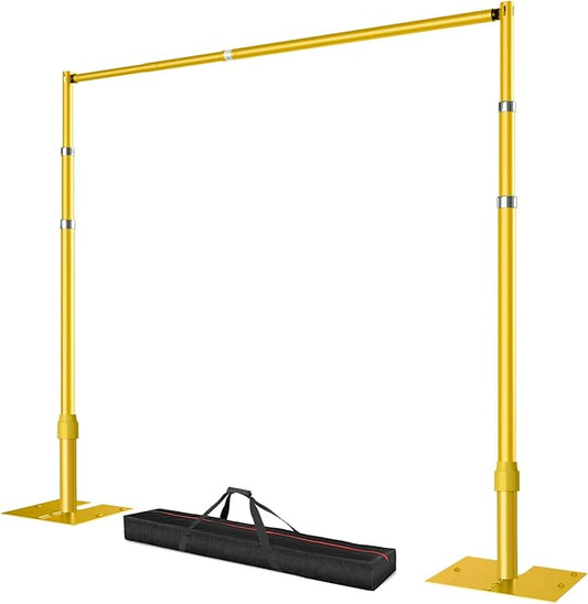 Pipe and Drape Backdrop Stand, 12x10ft Heavy Duty Adjustable Background Frame with Metal Base, Back Drop Holder for Parties Photography Wedding Photoshoot Decoration - Gold