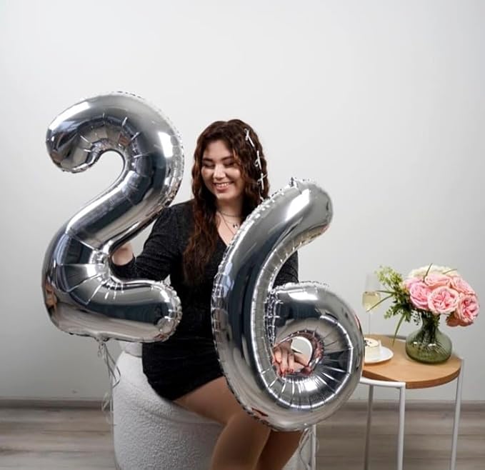 0 Balloon - Silver Birthday Number Balloons, 40 Inch Large Foil Balloons for Men Women Boys Girls Silver Themed Birthday Decorations