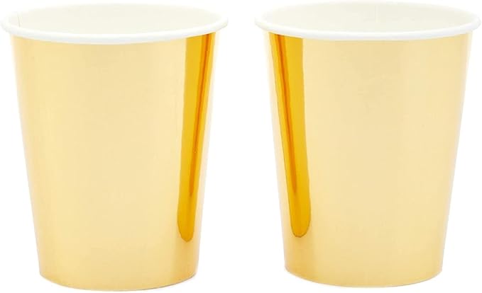 50 Pack 9oz Gold Party Disposable Cups for Hot Drinks, Party Supplies, Weddings, Bridal Showers