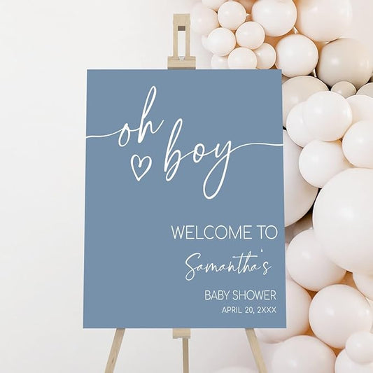 Oh Boy Minimalist Baby Shower Welcome Sign, Boho Baby Shower Welcome Sign, Welcome Sign for Baby Shower, Welcome Baby Shower Sign, Welcome to Baby Shower Sign, Baby Shower Signs