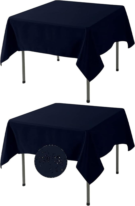 Fokitut 2 Pack Waterproof Square Tablecloth, 70x70 Inch, Stain Resistant and Wrinkle Polyester Table Cloth, Fabric Table Cover for Kitchen Dining, Wedding, Party, Holiday Dinner-Navy
