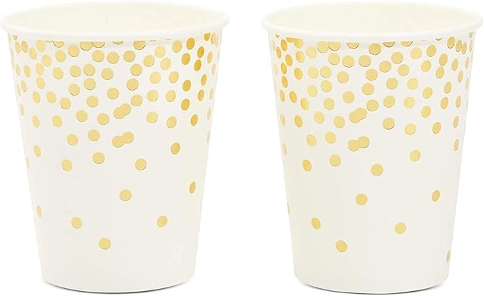 BLUE PANDA 50 Pack 9oz Gold Paper Cups for Hot Drinks, Party Supplies, Weddings, Bridal Showers