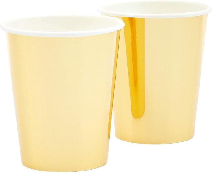 50 Pack 9oz Gold Party Disposable Cups for Hot Drinks, Party Supplies, Weddings, Bridal Showers