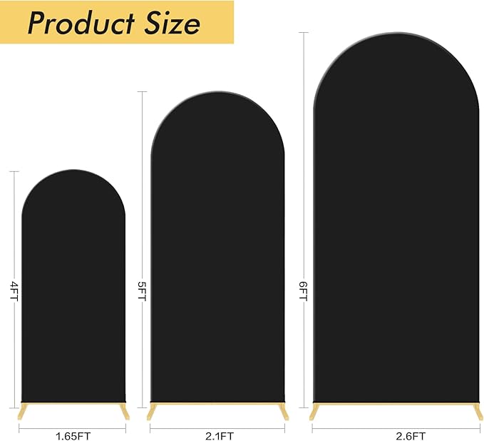 Wedding Arch Backdrop Stand Set of 3, (4, 5, 6) Metal Arch Backdrop Stand with Wedding Arch Cover, Wedding Balloon Arch Backdrop Stand for Birthday, Baby Shower, Anniversary