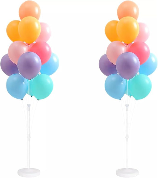 Balloon Column Stand Kit,2 Sets of Assorted Rainbow Balloon Tower Pillar with 10inch Bright Color baloon Reusable Design for Grirls Party,Birthday, Wedding,Baby Shower,Graduation Decoration