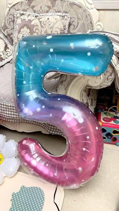 1 Balloon - Starry Sky Birthday Number Balloons, 40 Inch Large Foil Balloons for Men Women Boys Girls Starry Sky Themed Birthday Decorations