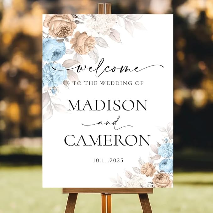 Personalized Wedding Welcome Sign for Ceremony and Reception, Custom Rustic Welcome To Our Wedding Sign, Outdoor Wedding Yard Signs Decorations, Customized Sign With Name For Bride and Groom #15