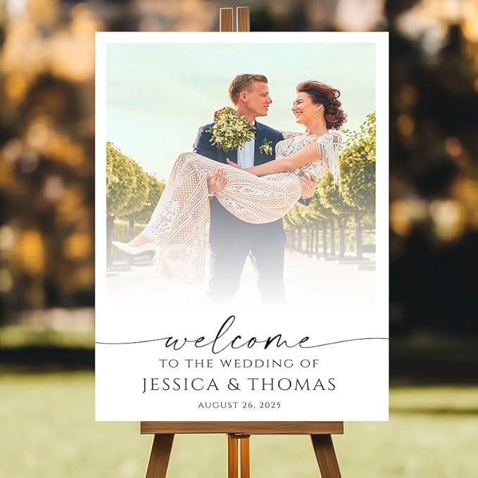 Personalized Wedding Welcome Sign for Ceremony and Reception, Custom Rustic Welcome To Our Wedding Sign, Outdoor Wedding Yard Signs Decorations, Customized Sign With Name For Bride and Groom #4