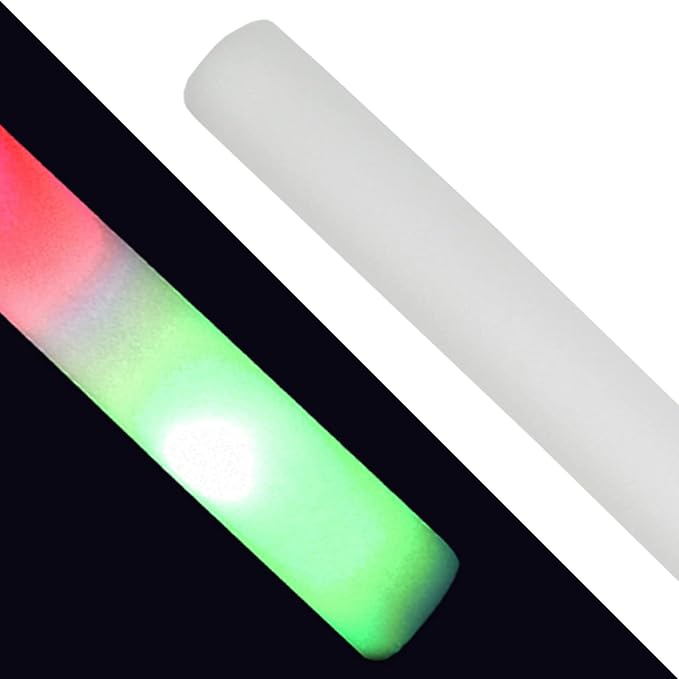 100 LED Party Foam Light Sticks Batons Wand for Wedding, Parties, Birthdays, Guests, Party, DJ, Concerts, Festivals, Events, Promotions Bulk Party Favors 3 Color Lighting
