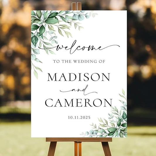 Personalized Wedding Welcome Sign for Ceremony and Reception, Custom Rustic Welcome To Our Wedding Sign, Outdoor Wedding Yard Signs Decorations, Customized Sign With Name For Bride and Groom #13
