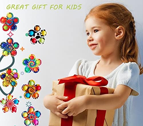 12 Pcs Fidget Spinners Pop Toys for Party Favors, Sensory Fidget Toys Bulk for Classroom Prizes, Easter Christmas Valentine Gifts for Kids Easter Basket Stuffers