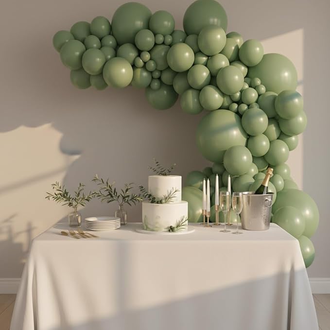 Balloon Garland Arch Kit – 146 Pcs Sage Green Balloons for Baby Shower, Birthday, Gender Reveal, Wedding Party – DIY Kit by Vellax™