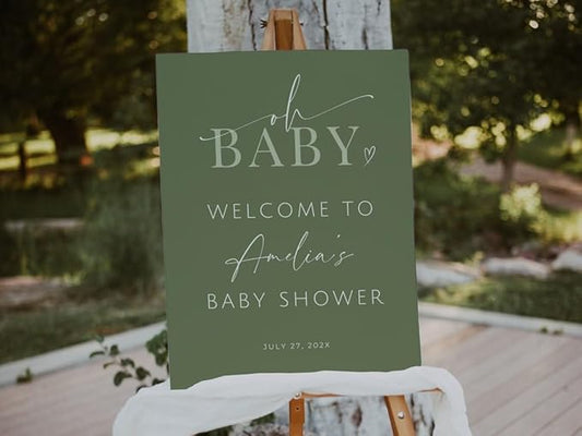 Oh Baby Shower Welcome Sign Sage Green, Welcome Baby Shower Personalized, Baby Shower Signs, Custom Baby Shower Sign, Welcome to Baby Shower Sign with Stand, Welcome Sign for Baby Shower