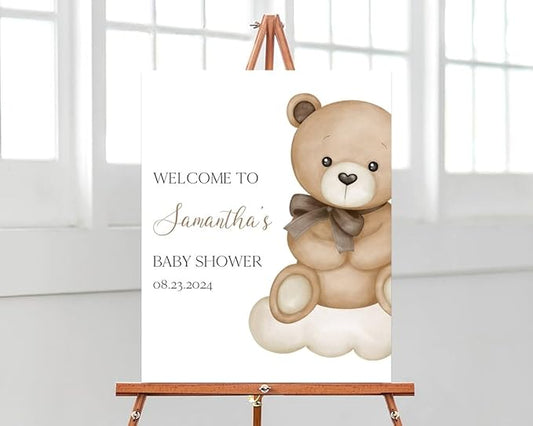 Gender Neutral Bear Baby Shower Welcome Sign, Brown Boho Bear Baby Shower Sign, Baby Shower Welcome Sign, Welcome Sign for Baby Shower, Welcome Baby Shower Sign, Welcome to Baby Shower