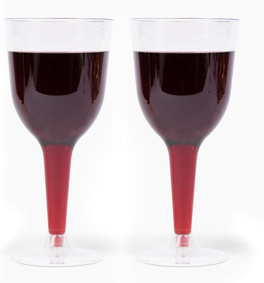 Prestee 24 Clear Stemmed Plastic Wine Glasses - 10 oz Disposable Wine Glasses for Parties - Plastic Wine Cups with Stem for Weddings, Wine Tasting, Patio Gatherings, and Elegant Party Supplies