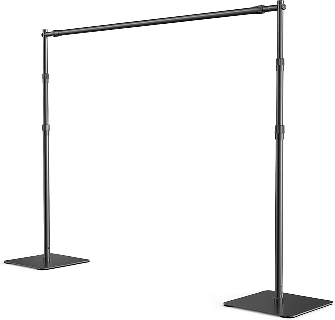 Backdrop Stand, 8x10 ft Adjustable Photo Backdrop Stand Kit, Heavy Duty Background Stand with Steel Base for Photography, Baby Shower, Birthday Parties, Wedding