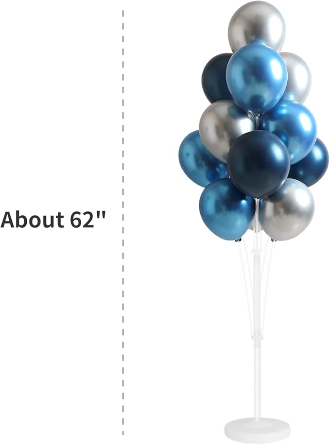 Balloon Column Kit for Floor- Set of 2,Balloon Columns with Stand, Base and Pole,Balloon Tower Backdrop Decoration for Wedding, Baby Shower, Birthday Party, or Bachelorette Parties (BLUE SILVER)