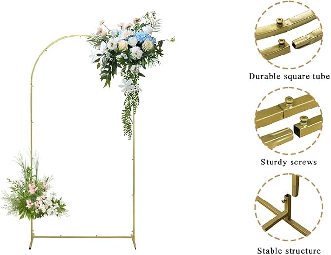 Wedding Arch Backdrop Stand Set of 3, (6, 6.6, 7.2) Metal Arch Backdrop Stand with Wedding Arch Cover, Wedding Balloon Arch Backdrop Stand for Birthday, Baby Shower, Anniversary