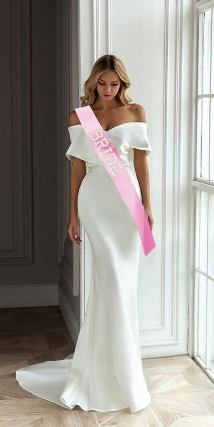 Bachelorette Pearl Bride to Be Sash Bridal Satin Ribbon Stole Bachelorette Clothes Accessories for Women