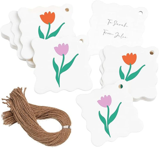 50 Floral Thank You Gift Tags with String Attached, Small Thank You for Celebrating with Us Gift Bag Tags for Presents and Personalized Party Favors - Baby Shower, Wedding, Bridal Shower, Birthday