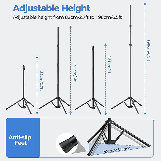 EMART Photo Backdrop with Stand Kit 6.5x5ft, Photography Black and White 2-in-1 Revisible Background Screen with Portable T-Shape Support and 5 Clamps for Video Recording Meeting Self Tape