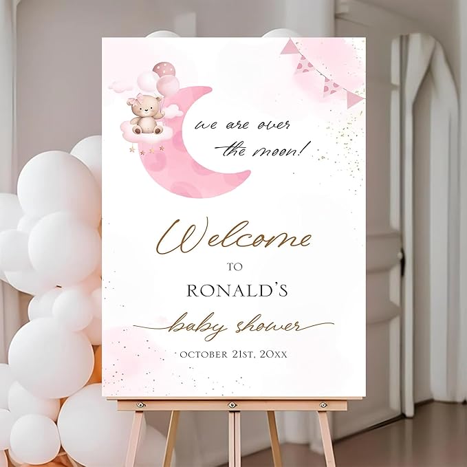 Baby Shower Sign, Custom Baby Shower Sign, Neon Rectangular Yard Sign, 12x18 inches, Plastic, Full Size