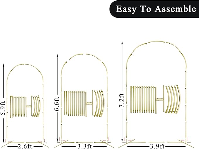 Wedding Arch Backdrop Stand Set of 3, (6, 6.6, 7.2) Metal Arch Backdrop Stand with Wedding Arch Cover, Wedding Balloon Arch Backdrop Stand for Birthday, Baby Shower, Anniversary