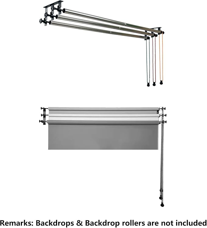 Stainless Steel Backdrop Crossbar 120-inch for Manual Photo Studio Background Support System, Backdrop Pole for Manual Studio Roller Background