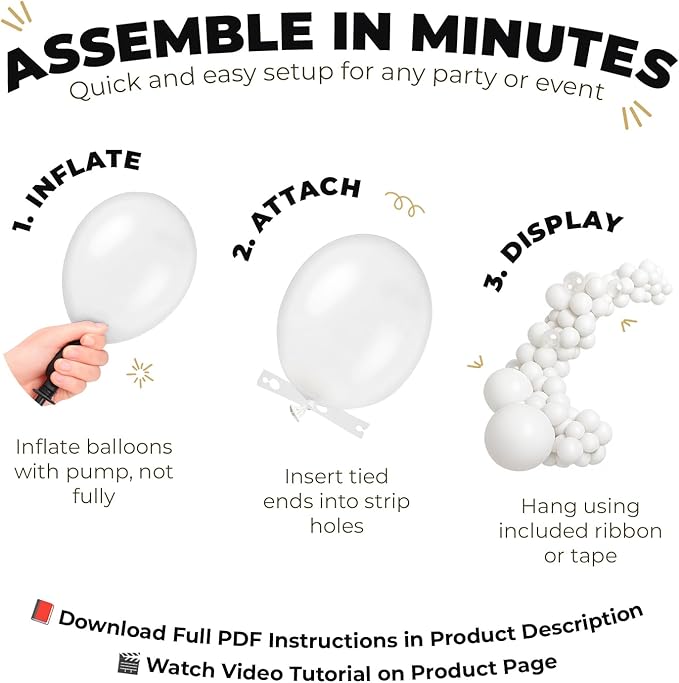 Balloon Garland Arch Kit – 146 Pcs Black Balloons for Baby Shower, Birthday, Gender Reveal, Wedding Party – DIY Kit by Vellax™