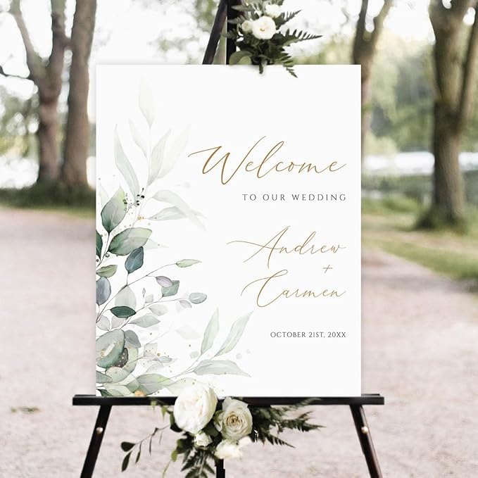 Welcome To Our Wedding Sign, Modern Wedding Welcome Sign, 12x18, 18x27, 24x36 inches, Plastic, Weatherproof & Fade-Resistant, Indoor & Outdoor Use