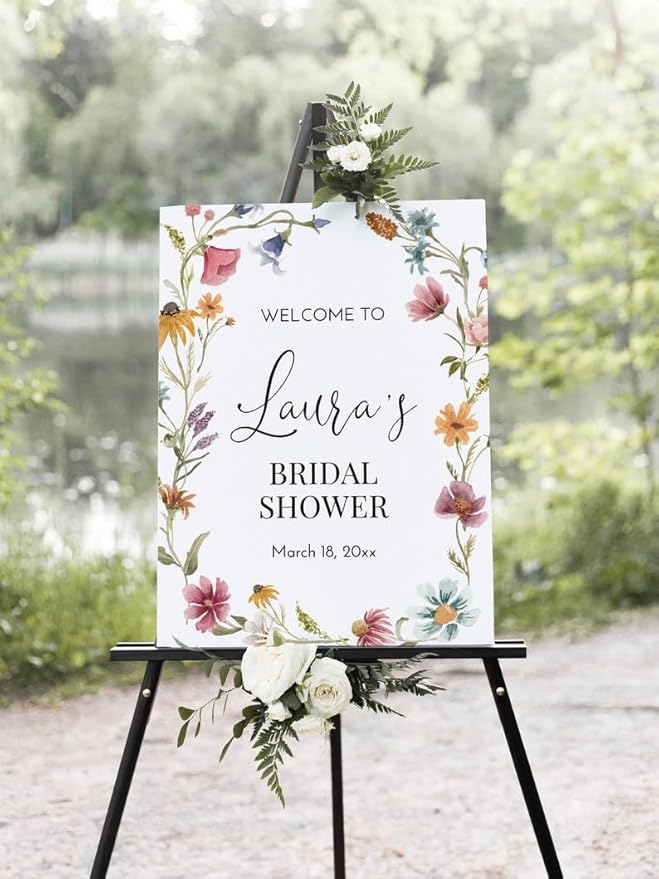 Wildflower Bridal Shower Welcome Sign, Shower Decor Colorful Floral Welcome Poster, Bridal Shower Yard Sign, Wedding Welcome Signs, Welcome To Bridal Shower Sign