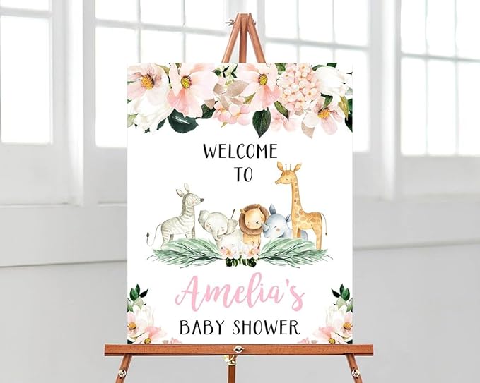 Baby Shower Welcome Sign, Baby Shower Signs, Safari Jungle Shower Sign, Floral Baby Shower Sign, Welcome Sign for Baby Shower, Custom Baby Shower Sign, Baby Shower Sign, Baby Shower Yard Sign#TUU02
