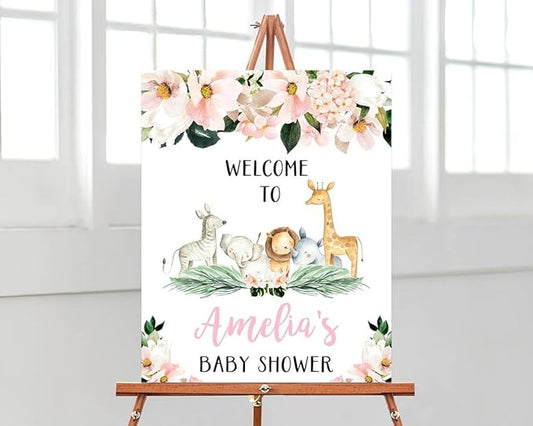 Baby Shower Welcome Sign, Baby Shower Signs, Safari Jungle Shower Sign, Floral Baby Shower Sign, Welcome Sign for Baby Shower, Custom Baby Shower Sign, Baby Shower Sign, Baby Shower Yard Sign#TUU02