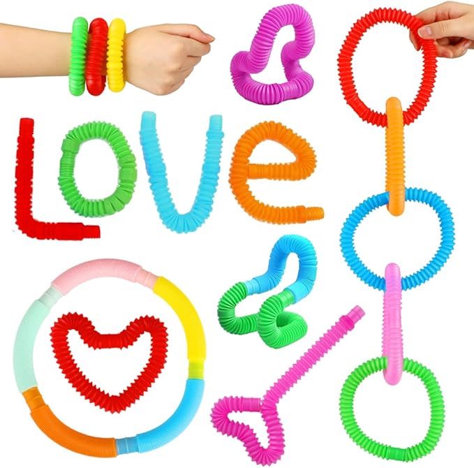 52 Pack Pop Tubes, Sensory Toys Party Favors For Kids 8-12 4-8 Fidget Toys For Anxiety Goodie Bag Stuffers Treasure Box Classroom Prizes Gifts for 3 4 5 6 7 8 9 Year Old Boys Girls Toddlers- 10 Colors
