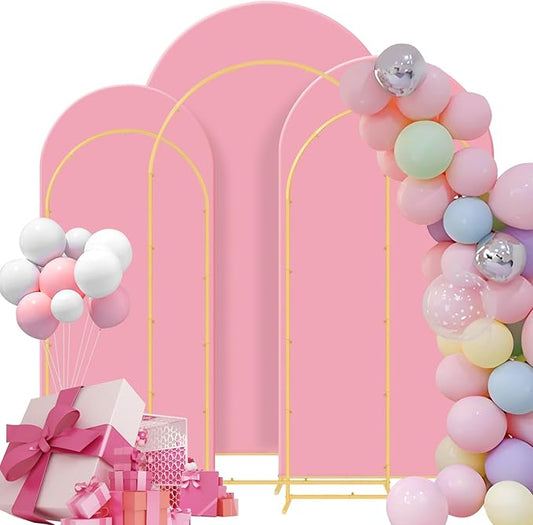 Wedding Arch Backdrop Stand Set of 3, (6, 6.6, 7.2) Metal Arch Backdrop Stand with Wedding Arch Cover, Wedding Balloon Arch Backdrop Stand for Birthday, Baby Shower, Anniversary