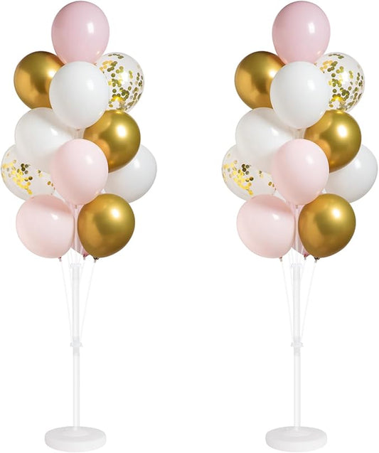 Balloon Column Stand Kit with Metallic Gold Pink 10inch Balloons, Base and Pole, Balloon Column Kit for Floor or Table Backdrop Decoration for Party Wedding Baby Shower Birthday Graduation