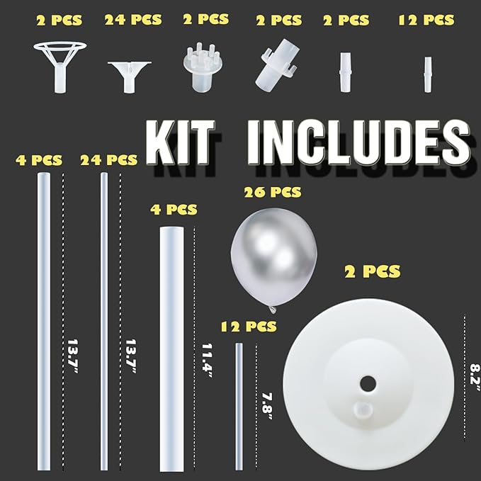 Balloon Column Kit for Floor- Set of 2 Colorful Chrome Metallic Balloon Columns with Stand, Base&Pole,Helium Balloon Tower Backdrop Decoration for Christmas Wedding, Baby Shower, Birthday Party