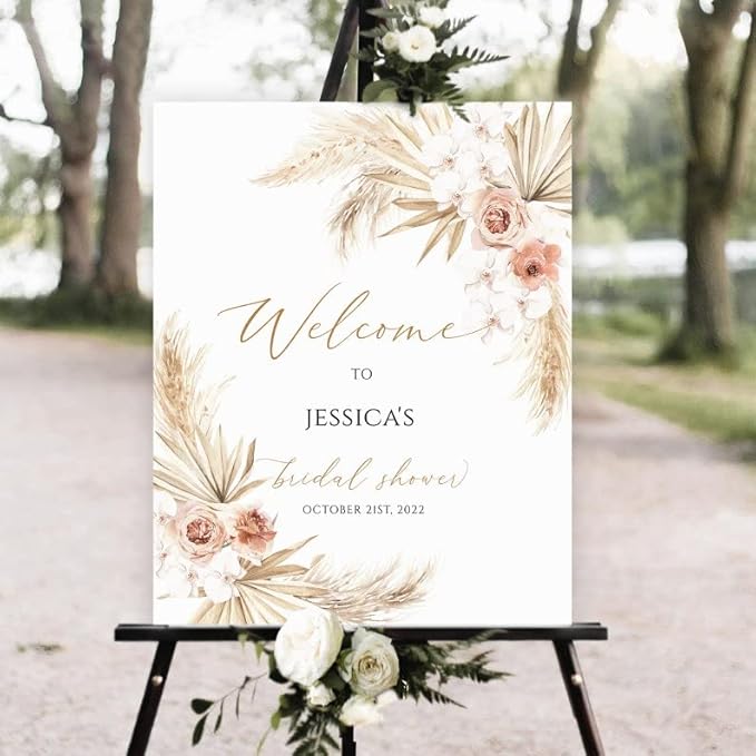 Boho Floral Bridal Shower Welcome Sign, Boho Bridal Shower Welcome Poster, Pampas Grass Bridal Shower Welcome Sign, Bridal Shower Yard Sign, Bridal Shower Sign, Wedding Welcome Signs