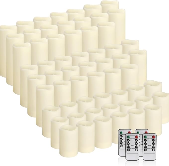 60-Pack LED Flameless Candles with Remote Control - Perfect for Parties, and Special Occasions (Three Sizes)