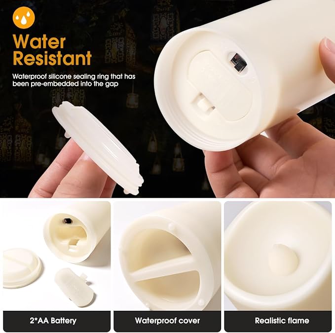 48 Pack Flameless Candles with Remote & 24H Timer - Waterproof Battery Operated Decorative Candles,3 Sizes(4" 5" 6" inch) for Home Decor, Wedding, Christmas, Party (Warm White)