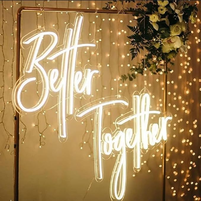 Ulalaza Better Together LED Neon Sign Night Light for Wall Party Décor Bedroom Room Bar Wedding Home Birthday Art Decoration Christmas with USB Chain Light modulator 5v