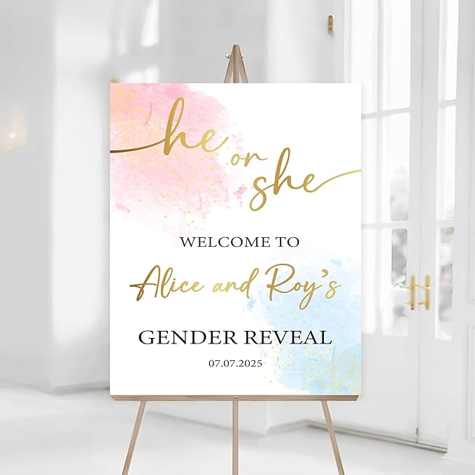 Welcome Gender Reveal Yard Sign, He Or She Sign For Backdrop, Gender Reveal Sign Decoration, Gender Reveal Party Twinkle Little Star, Pink And Blue Gender Reveal Decorations