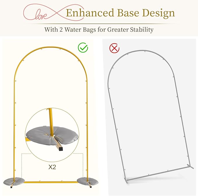 Snughome 7.2FT Arch Backdrop Stand, Gold Metal Arch Stand, Wedding Arch Frame Ideal for Balloons Flowers for Party, Wedding, Baby Shower, Holiday Decoration