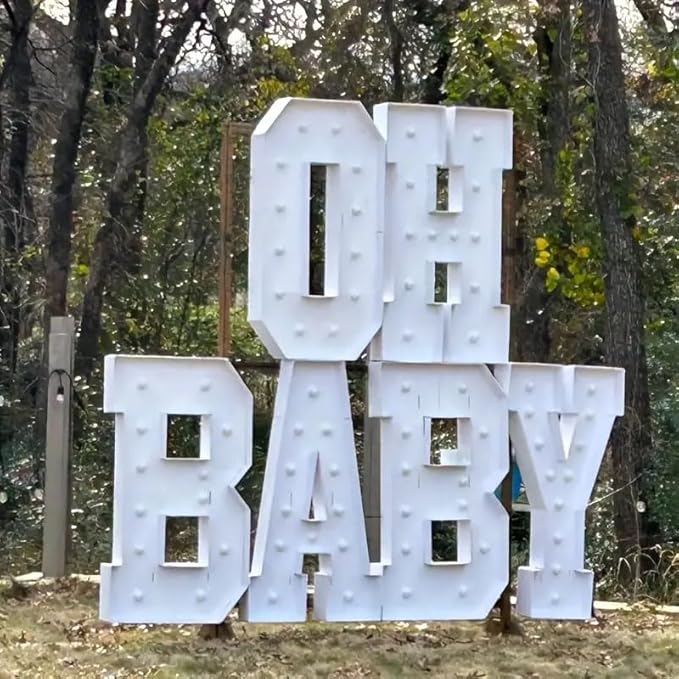 6 Sets, OHBABY Letter Light, 4FT, Suitable for Baby Party, Baby Shower, Birthday and Other Multi Scene Applications, with Light Strings, Christmas, Halloween Decorations