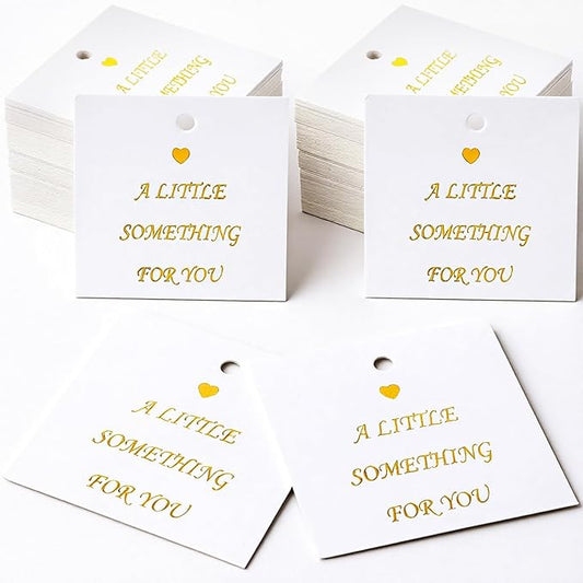 100 Pcs Gold Foil Thank You Gift Tags with String, 2 Inch Pre-Punched Hole Hanging Gift Personalized Tags for Gifts & Favors - for Weddings, Baby Showers, Parties, Holiday, Anniversaries, Celebrations